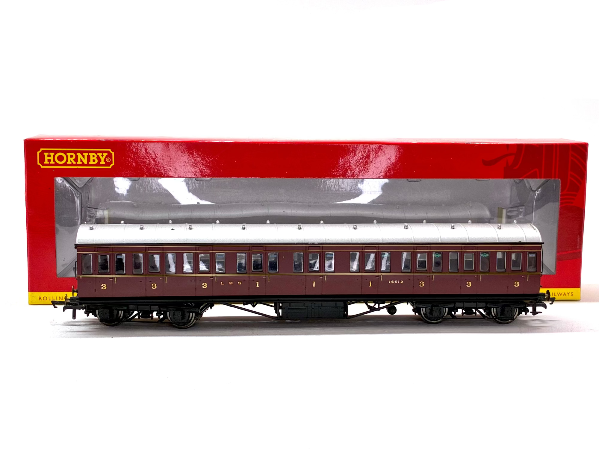 Hornby R4656A 57' non-corridor composite 16612 in LMS crimson