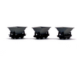 Peco Products GR-331 Pack of three 4-wheel narrow gauge "Rugga" hopper wagons in grey