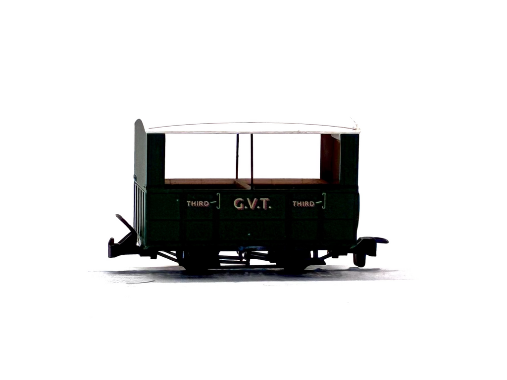 Peco Products GR-520 4 wheel open sided coach in Glyn Valley Tramway green pre owned