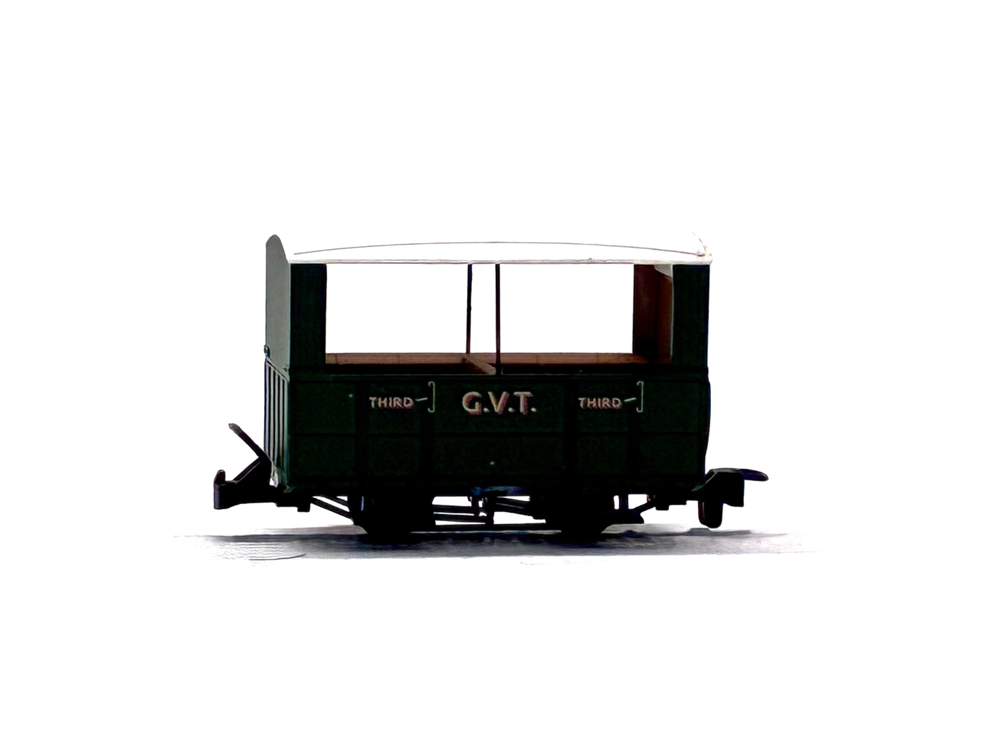 Peco Products GR-520 4 wheel open sided coach in Glyn Valley Tramway green pre owned