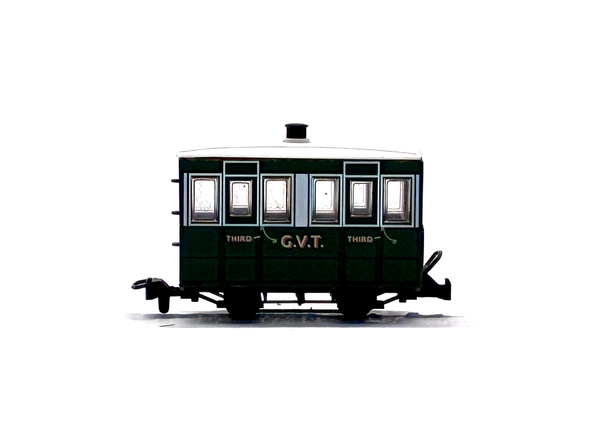 Peco Products GR-500 4-wheel enclosed coach in Glyn Valley Tramway green