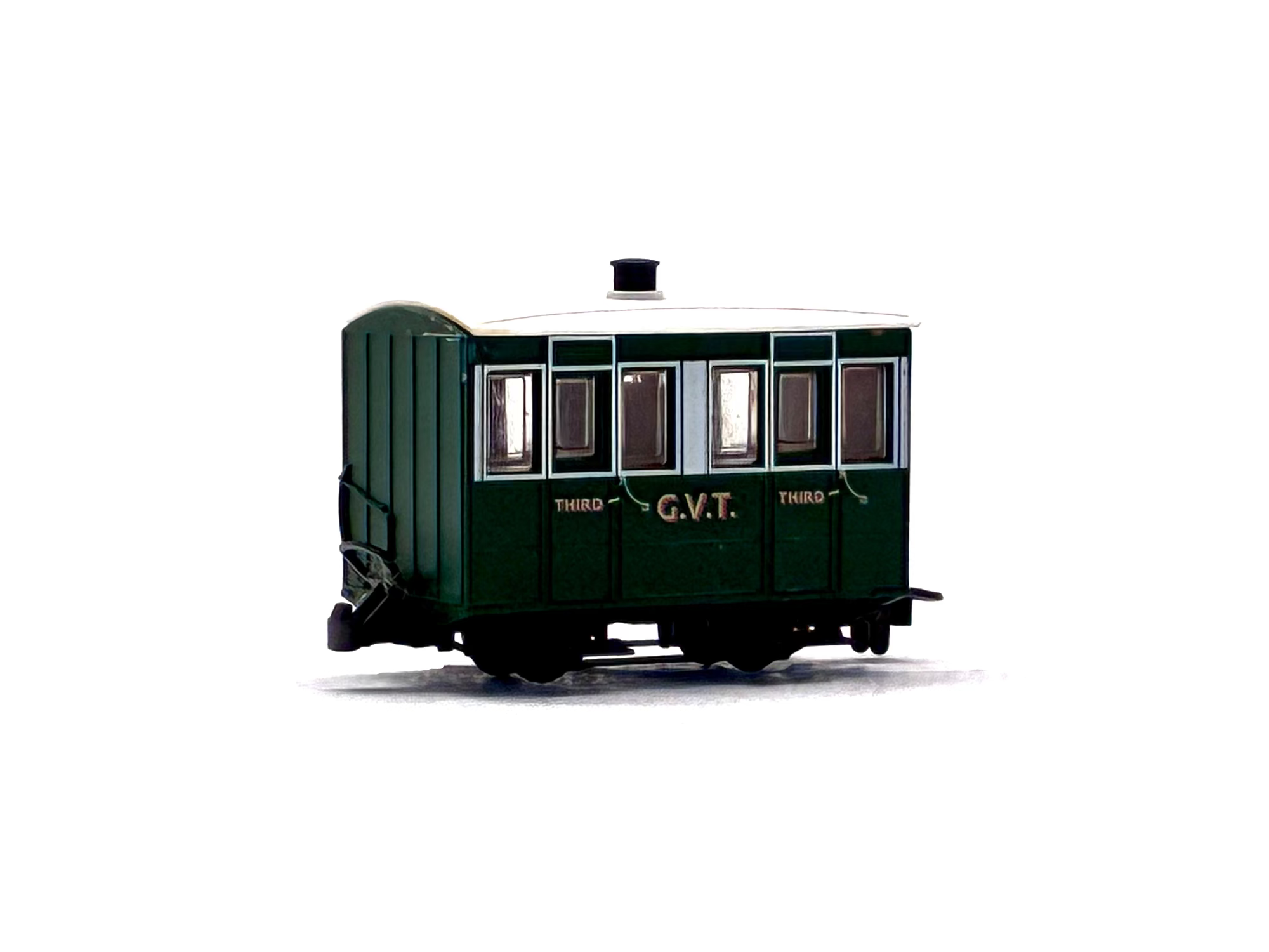 Peco Products GR-500 4-wheel enclosed coach in Glyn Valley Tramway green