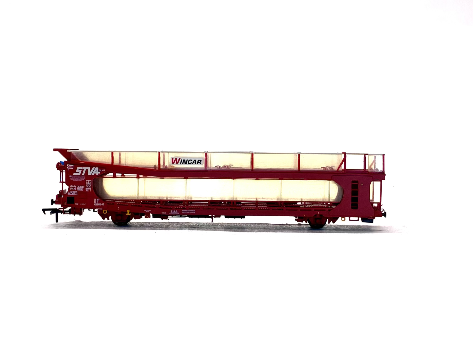Bachmann Branchline 38-250 IPA twin double deck car transporter red side view