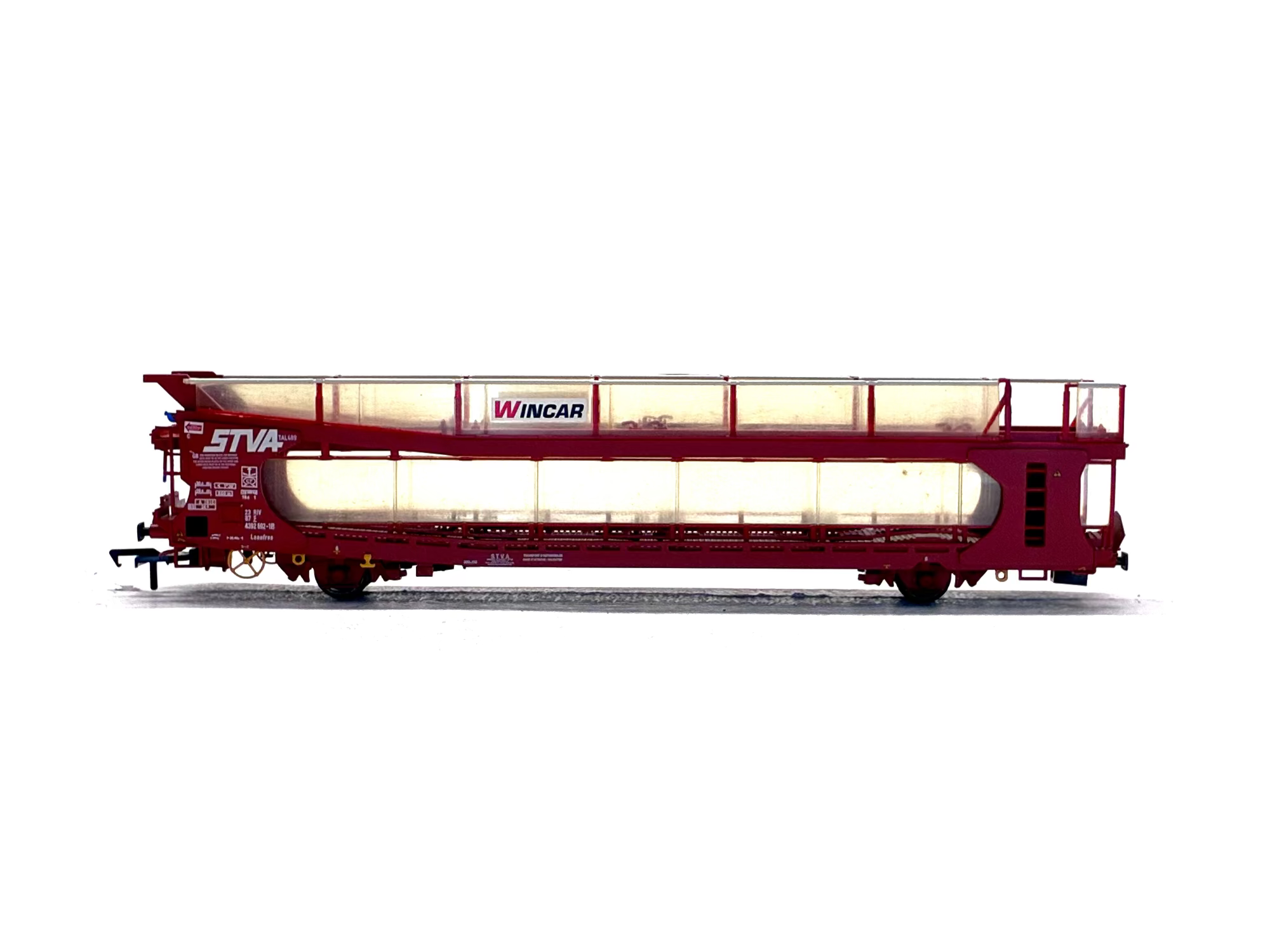 Bachmann Branchline 38-250 IPA twin double deck car transporter red side view