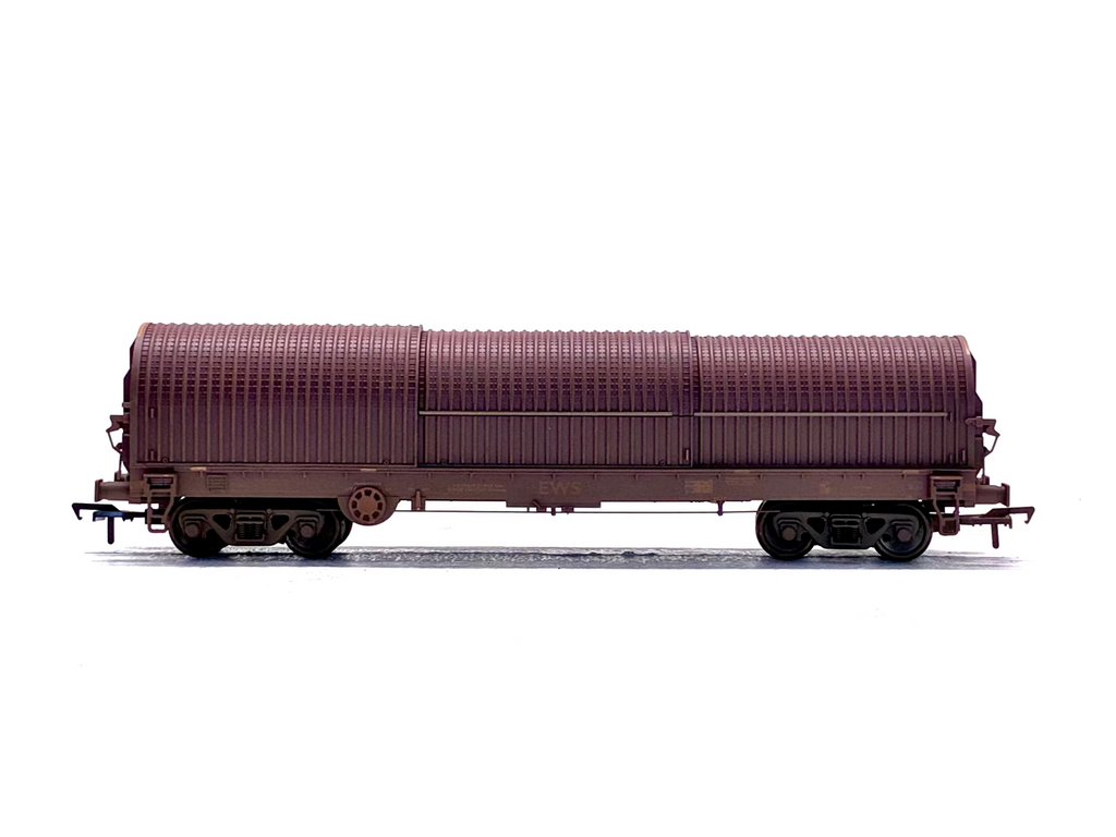 Bachmann Branchline OO Gauge 37-628A 102 Ton Thrall BRA steel strip carrier Maroon side view