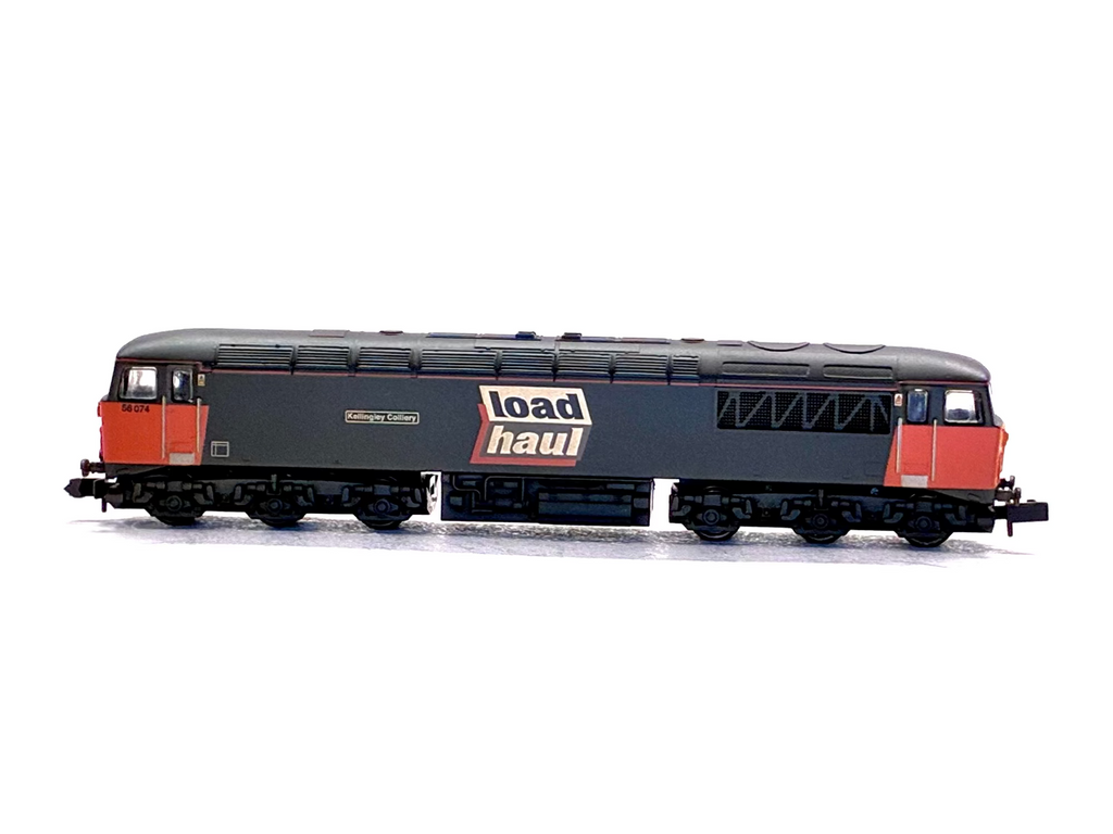 Graham Farish N Gauge 371-301 Class 56 56074 'Kellingley Colliery' Loadhaul Weathered side view
