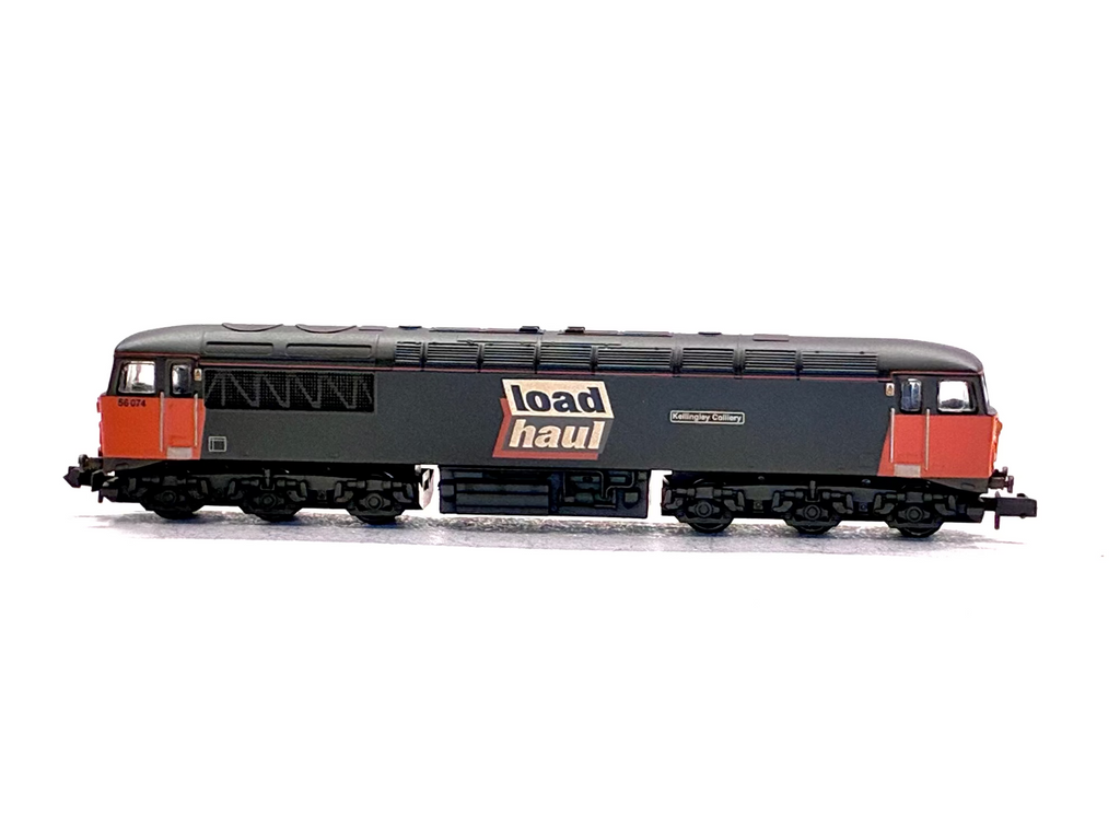 Graham Farish N Gauge 371-301 Class 56 56074 'Kellingley Colliery' Loadhaul Weathered side view