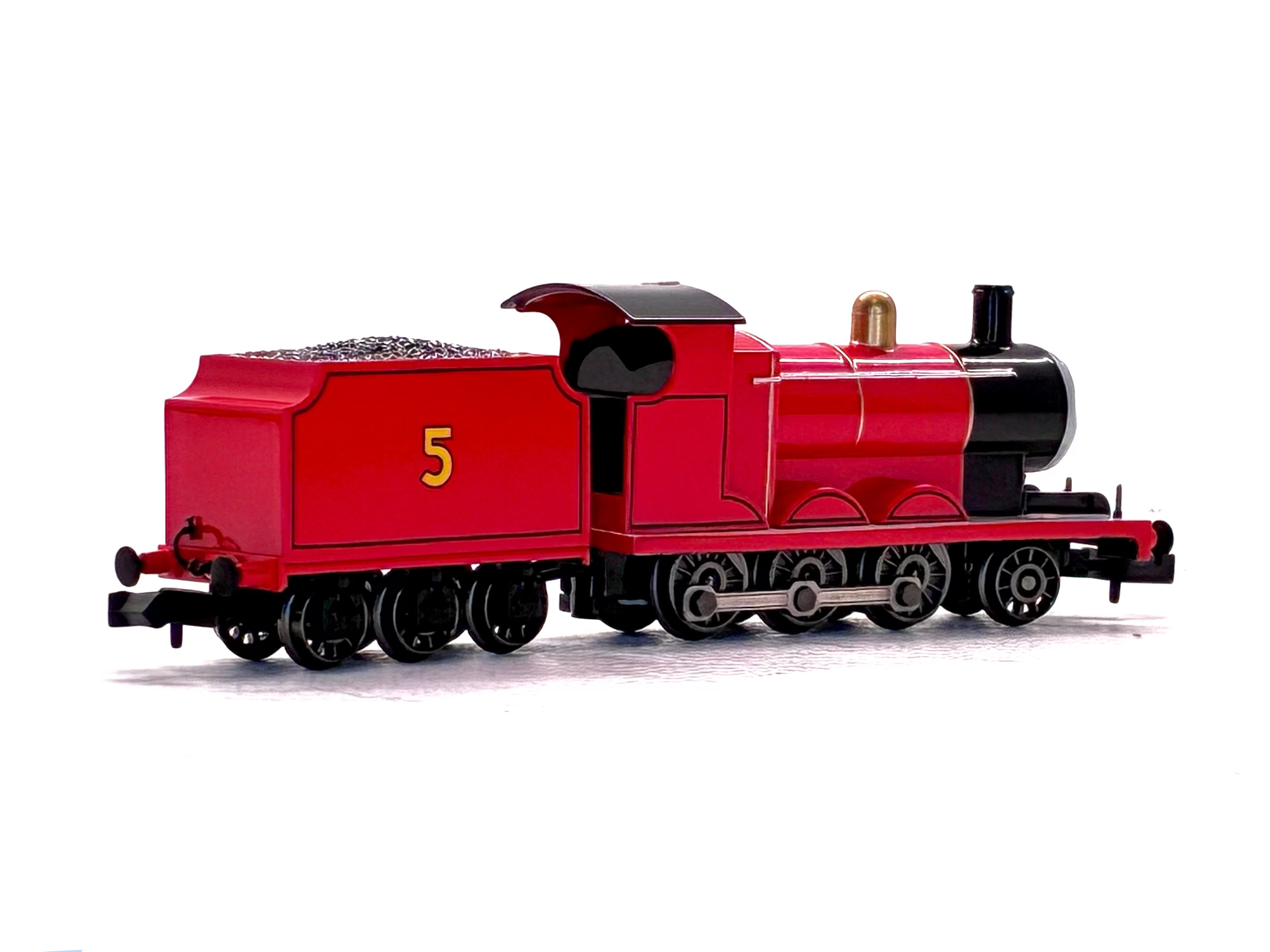 James model steam locomotive train with the number 5 on the side, photographed against a plain white background.