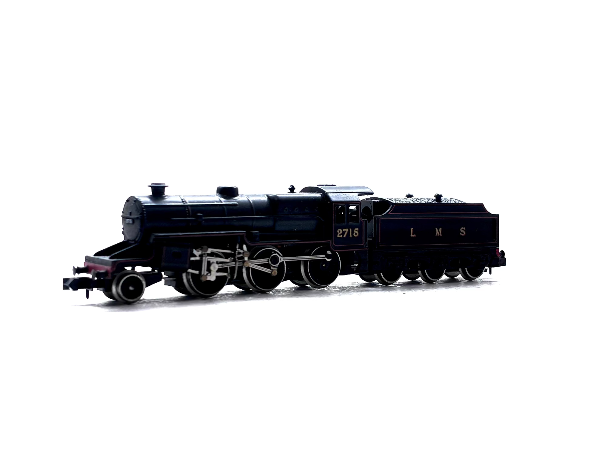 Graham Farish 1851 Class 5MT Crab 2715 LMS lined black N Gauge steam locomotive, pre-owned and boxed.