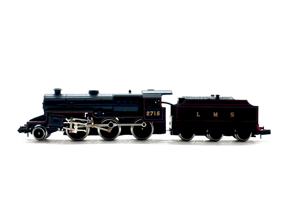 Graham Farish 1851 Class 5MT Crab 2715 LMS lined black N Gauge steam locomotive, pre-owned and boxed.