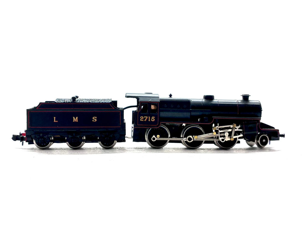 Graham Farish 1851 Class 5MT Crab 2715 LMS lined black N Gauge steam locomotive, pre-owned and boxed.