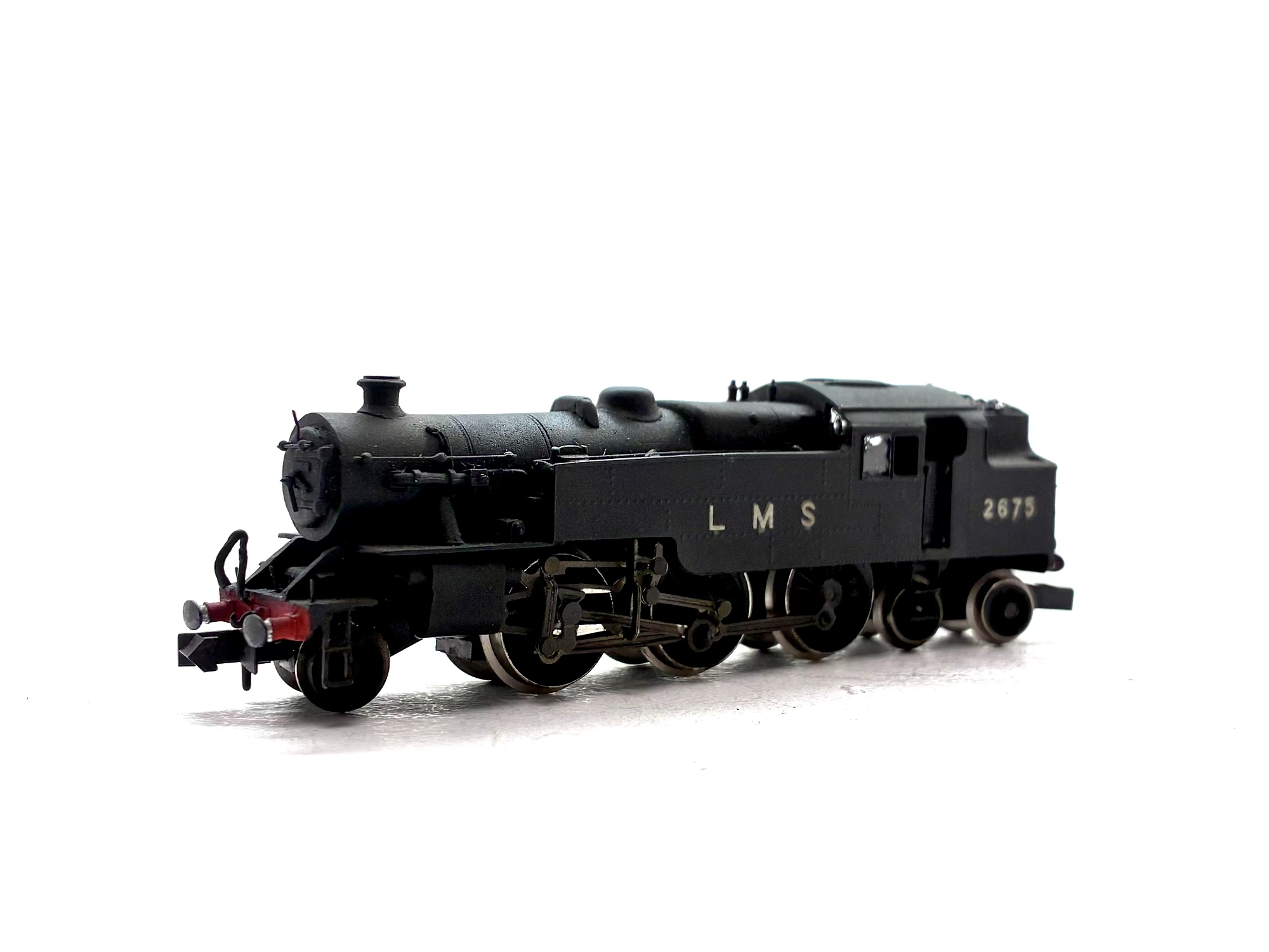 Pre-owned kit-built Fairburn 2-6-4T tank locomotive No. 2675 in LMS black livery, N Gauge.