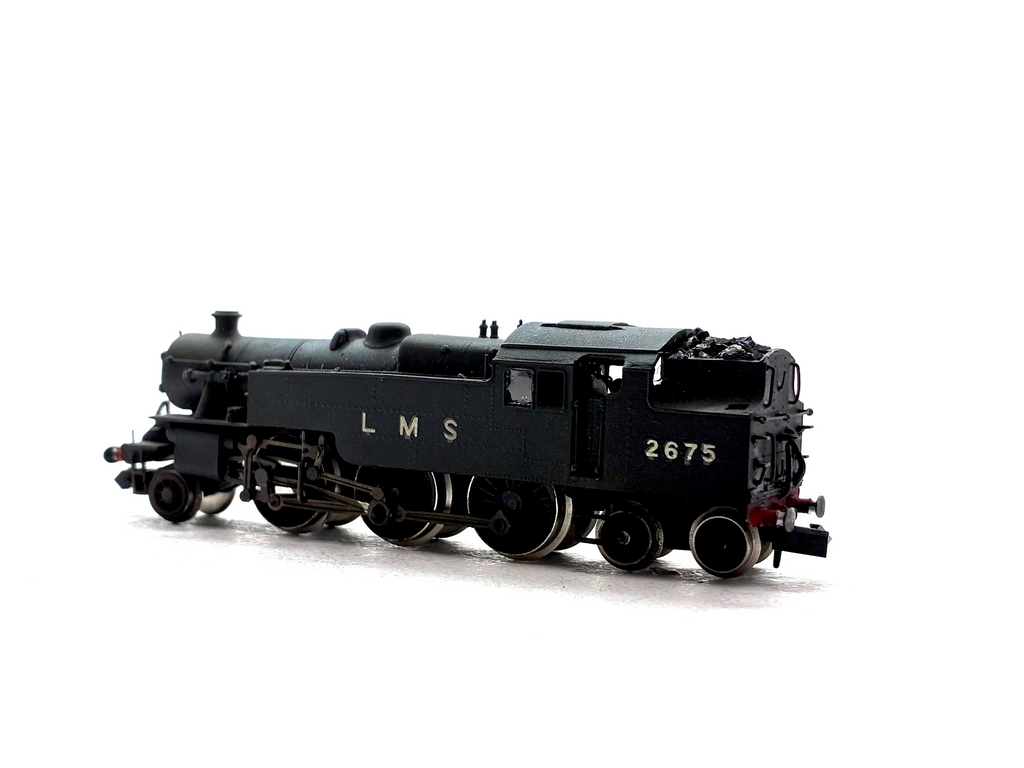 Pre-owned kit-built Fairburn 2-6-4T tank locomotive No. 2675 in LMS black livery, N Gauge.