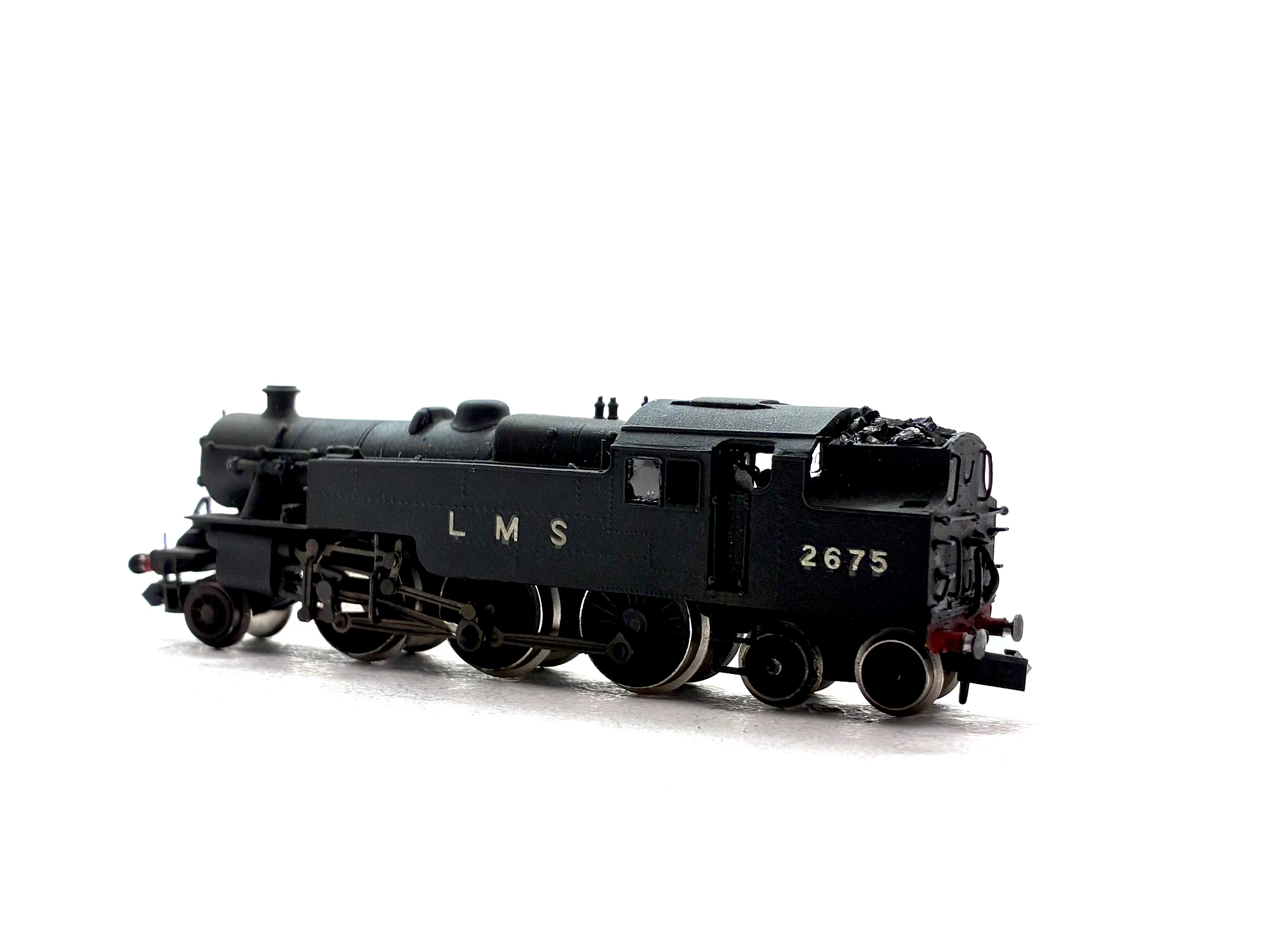 Pre-owned kit-built Fairburn 2-6-4T tank locomotive No. 2675 in LMS black livery, N Gauge.