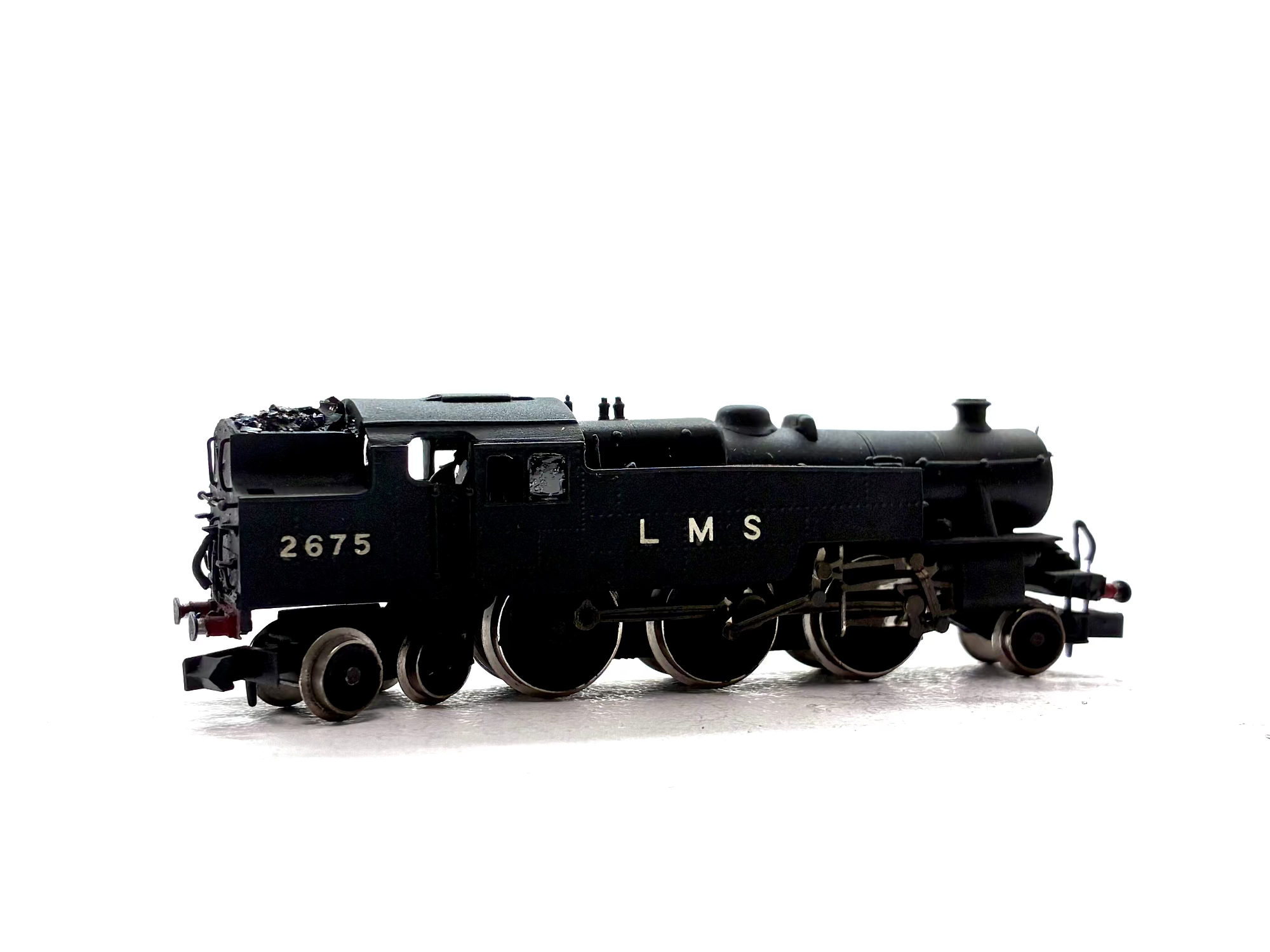 Pre-owned kit-built Fairburn 2-6-4T tank locomotive No. 2675 in LMS black livery, N Gauge.