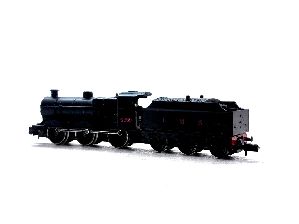 Graham Farish 1841 Class 4F 0-6-0 steam locomotive renumbered to 4269 in LMS black livery, pre-owned and boxed, N Gauge.