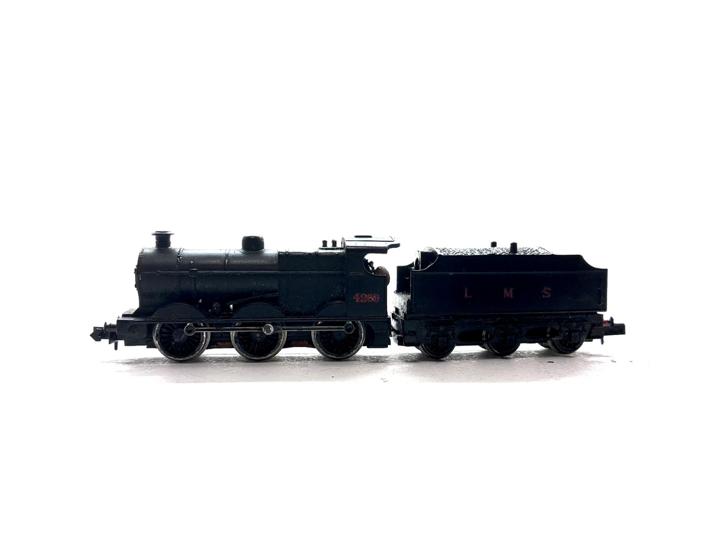 Graham Farish 1841 Class 4F 0-6-0 steam locomotive renumbered to 4269 in LMS black livery, pre-owned and boxed, N Gauge.
