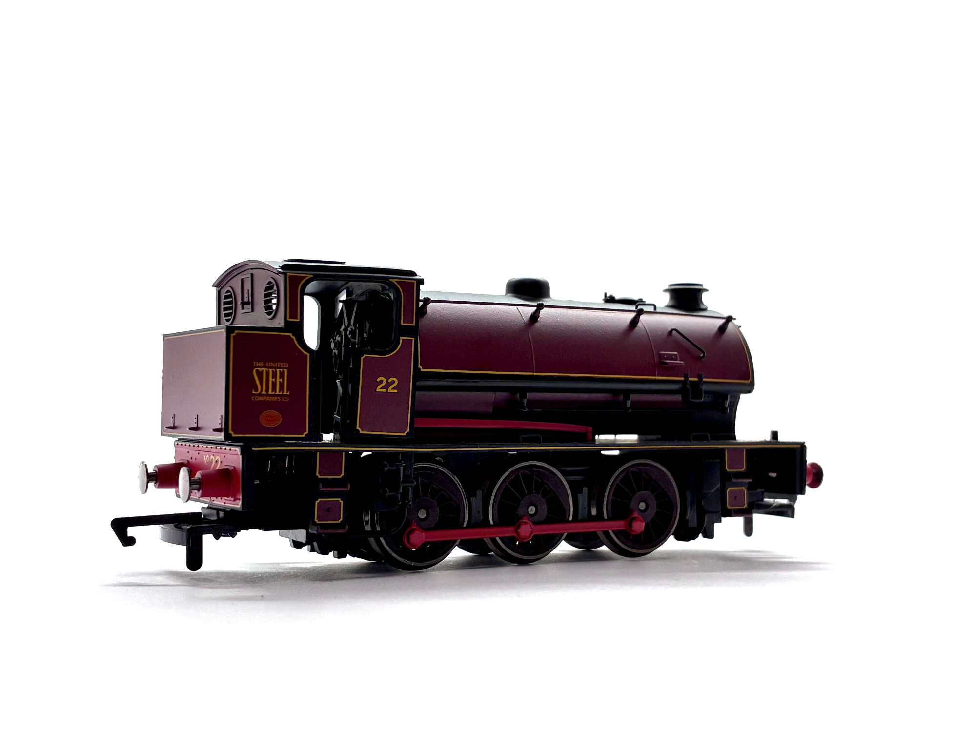 Hornby R3466 Class J94 0-6-0ST steam locomotive No. 22 in United Steel Company livery, pre-owned and unboxed, OO Gauge.