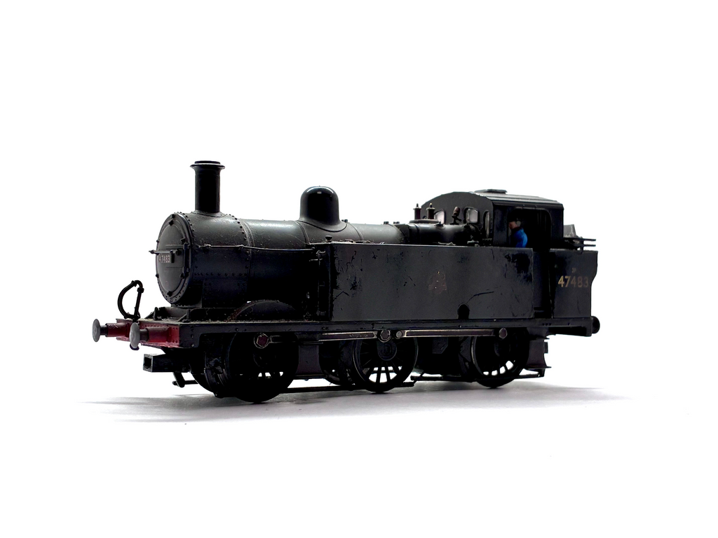 Bachmann Branchline 32-230 Class 3F Fowler Jinty 0-6-0 tank locomotive No. 47483 in weathered BR black livery with early emblem, pre-owned and unboxed, OO Gauge.