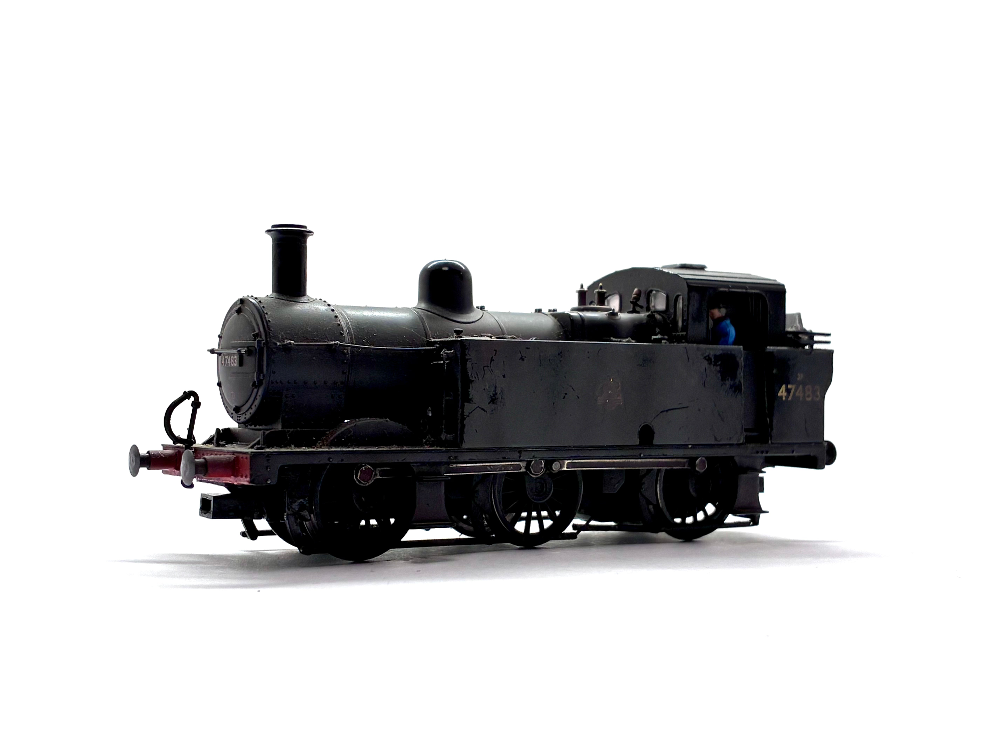 Bachmann Branchline 32-230 Class 3F Fowler Jinty 0-6-0 tank locomotive No. 47483 in weathered BR black livery with early emblem, pre-owned and unboxed, OO Gauge.