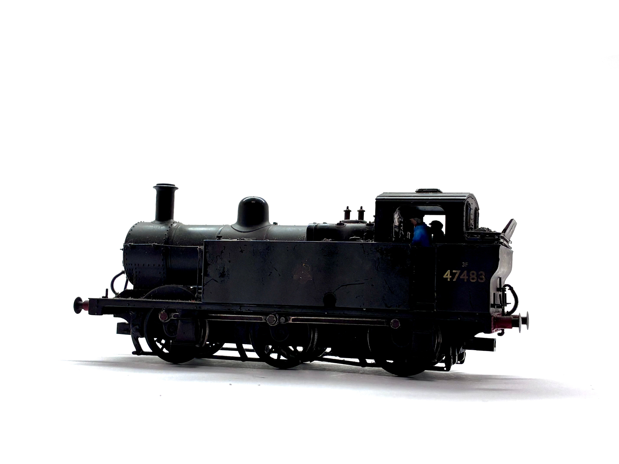 Bachmann Branchline 32-230 Class 3F Fowler Jinty 0-6-0 tank locomotive No. 47483 in weathered BR black livery with early emblem, pre-owned and unboxed, OO Gauge.