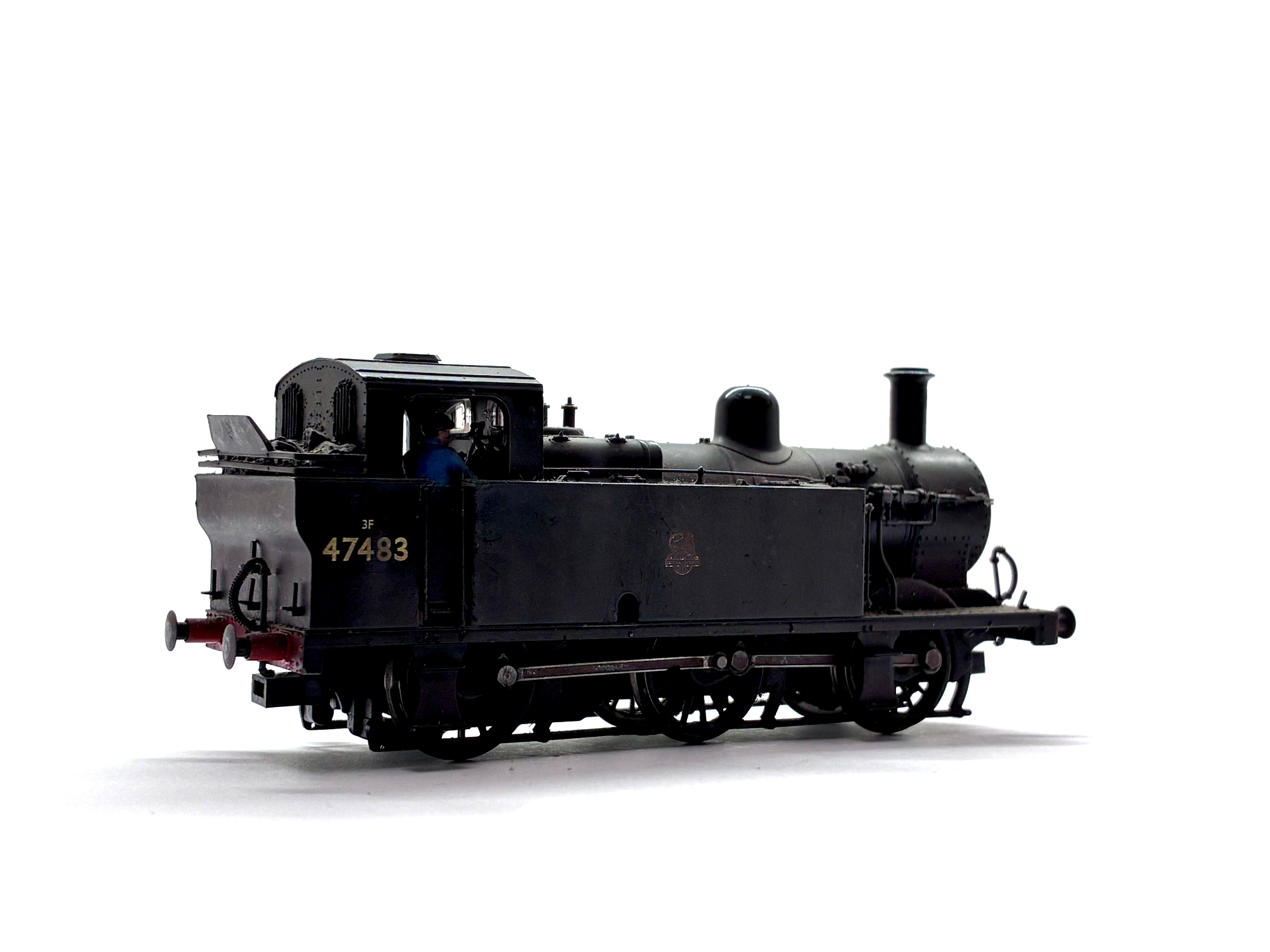 Bachmann Branchline 32-230 Class 3F Fowler Jinty 0-6-0 tank locomotive No. 47483 in weathered BR black livery with early emblem, pre-owned and unboxed, OO Gauge.