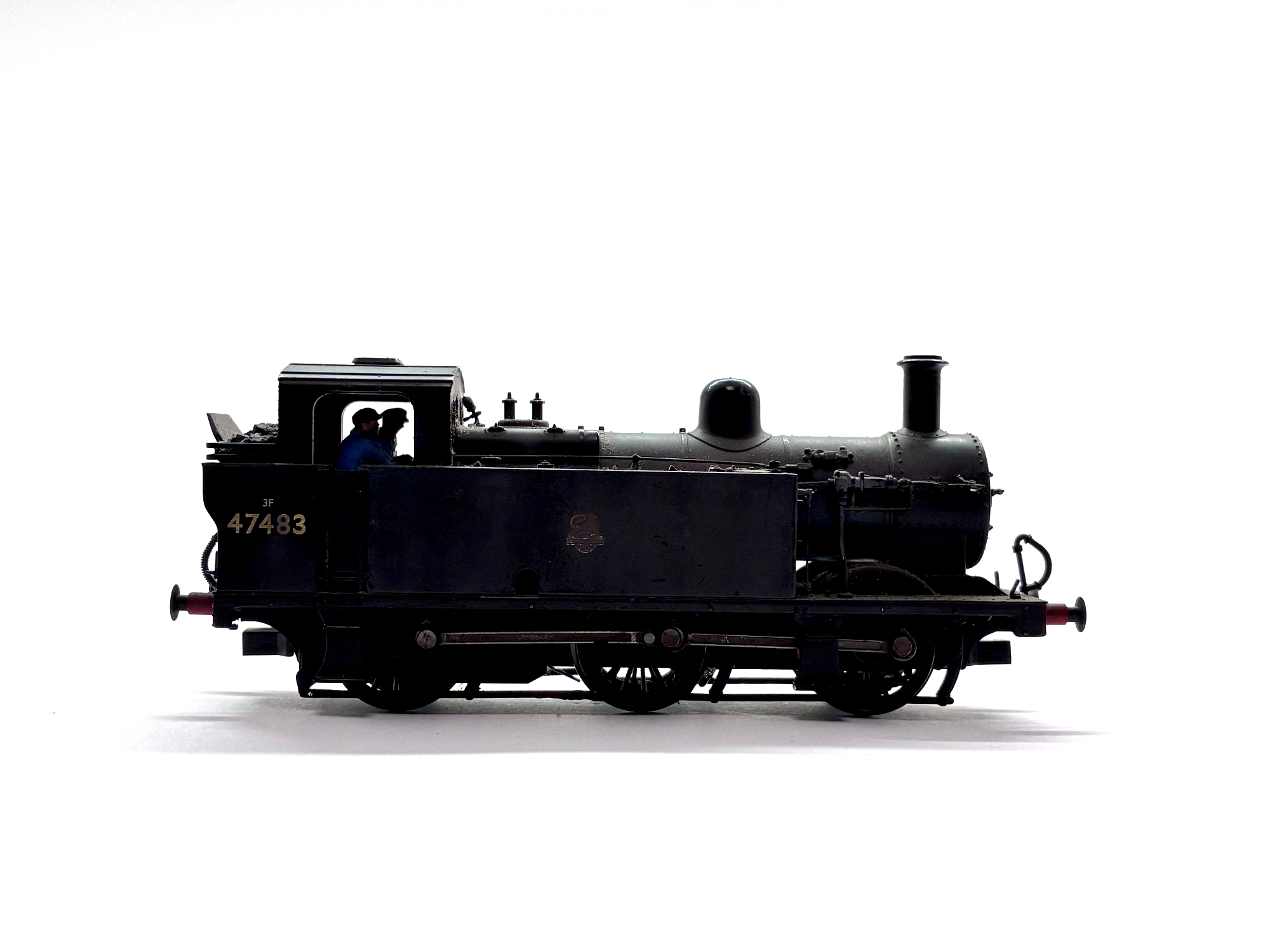 Bachmann Branchline 32-230 Class 3F Fowler Jinty 0-6-0 tank locomotive No. 47483 in weathered BR black livery with early emblem, pre-owned and unboxed, OO Gauge.
