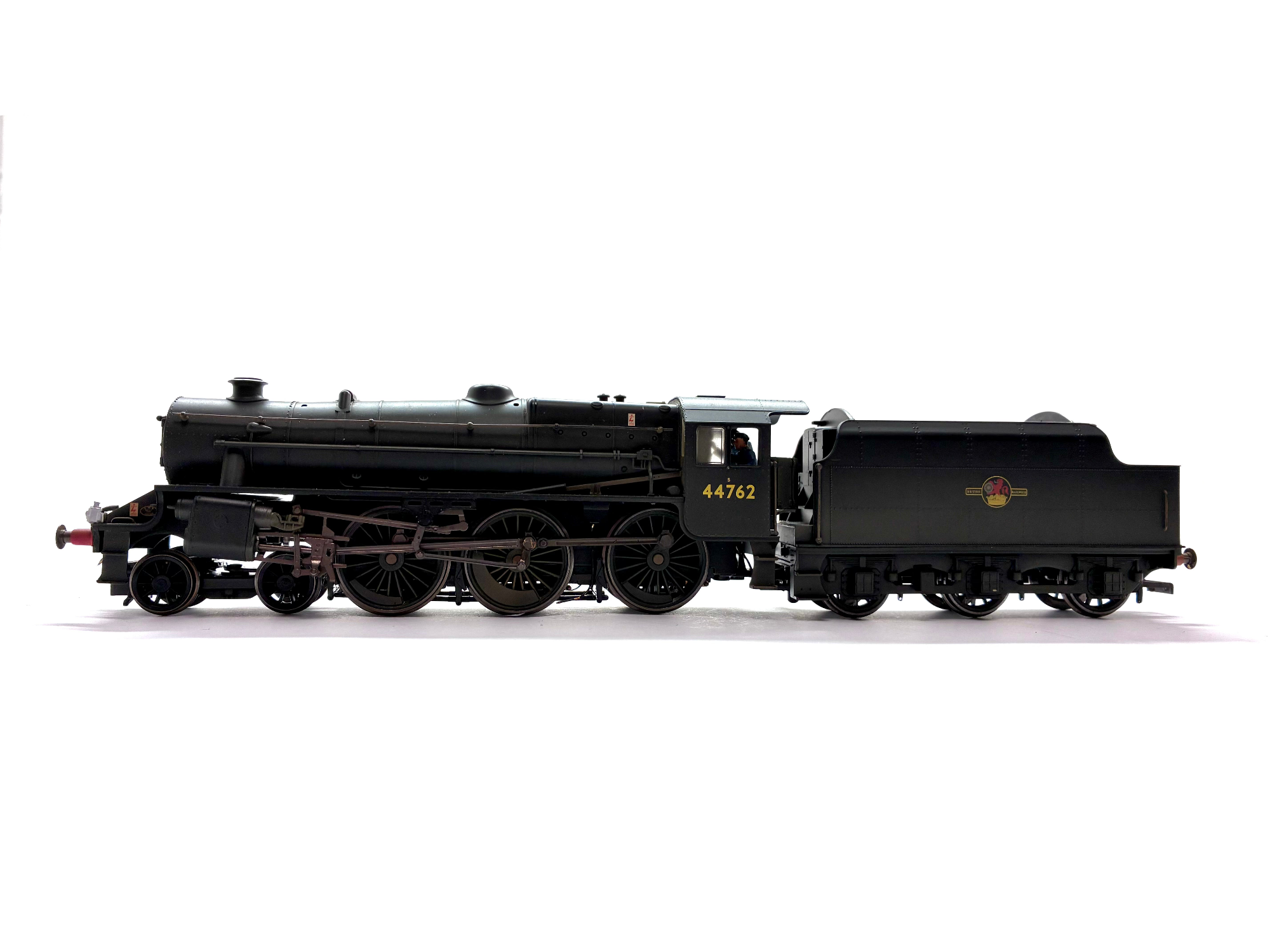 Hornby R2360 Class 5 Black 5 4-6-0 steam locomotive No. 44762 in weathered BR black livery with late crest, sound-fitted, pre-owned and unboxed, OO Gauge.