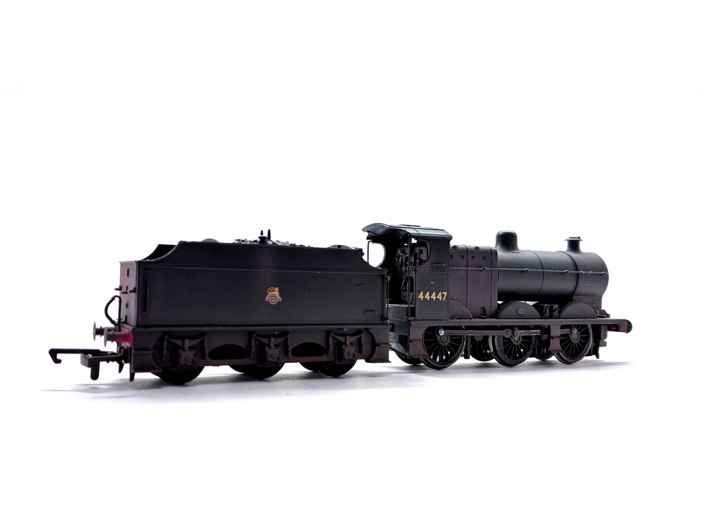 Hornby R2276 Class 4F 0-6-0 steam locomotive No. 44447 in BR black livery, pre-owned and unboxed, OO Gauge.