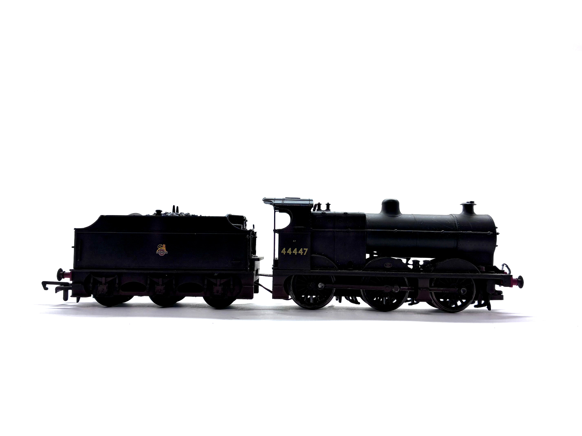 Hornby R2276 Class 4F 0-6-0 steam locomotive No. 44447 in BR black livery, pre-owned and unboxed, OO Gauge.