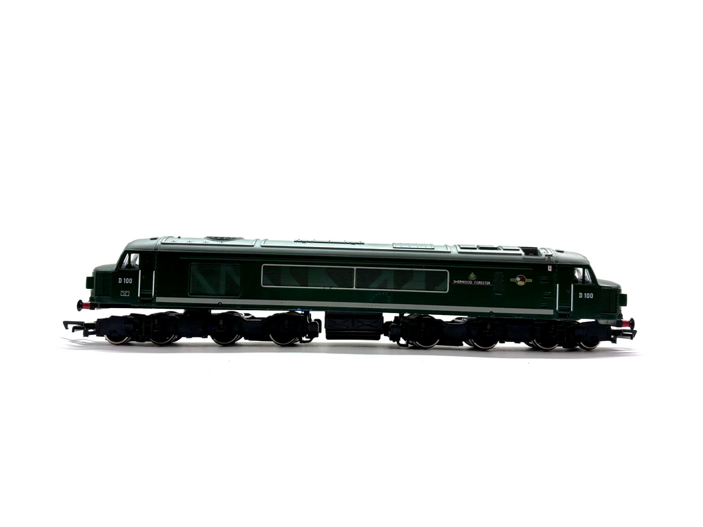 Mainline 37041 Class 45 diesel locomotive D100 Sherwood Forester in BR green livery, sound-fitted, pre-owned and boxed, OO Gauge.