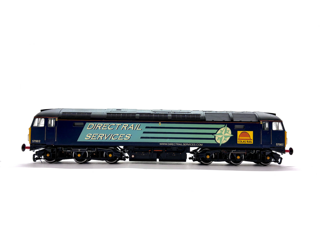 Bachmann Branchline 32-754 Class 57/0 diesel locomotive renumbered 57002 in Direct Rail Services blue livery, DCC ready, OO Gauge.