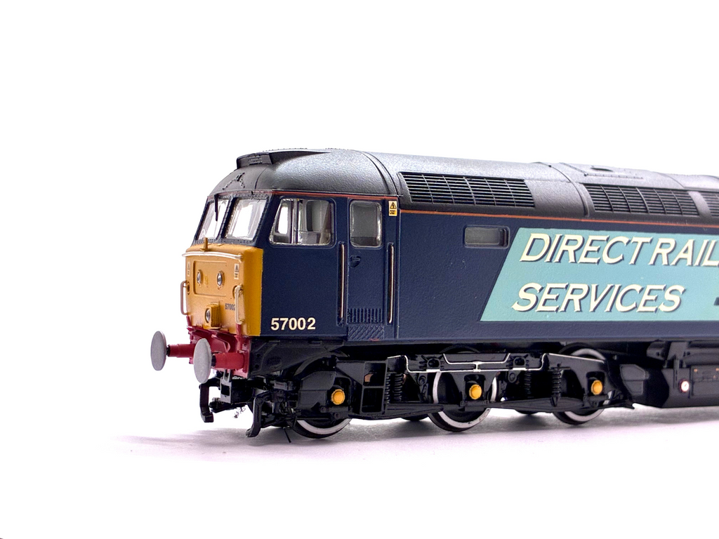 Bachmann Branchline 32-754 Class 57/0 diesel locomotive renumbered 57002 in Direct Rail Services blue livery, DCC ready, OO Gauge.