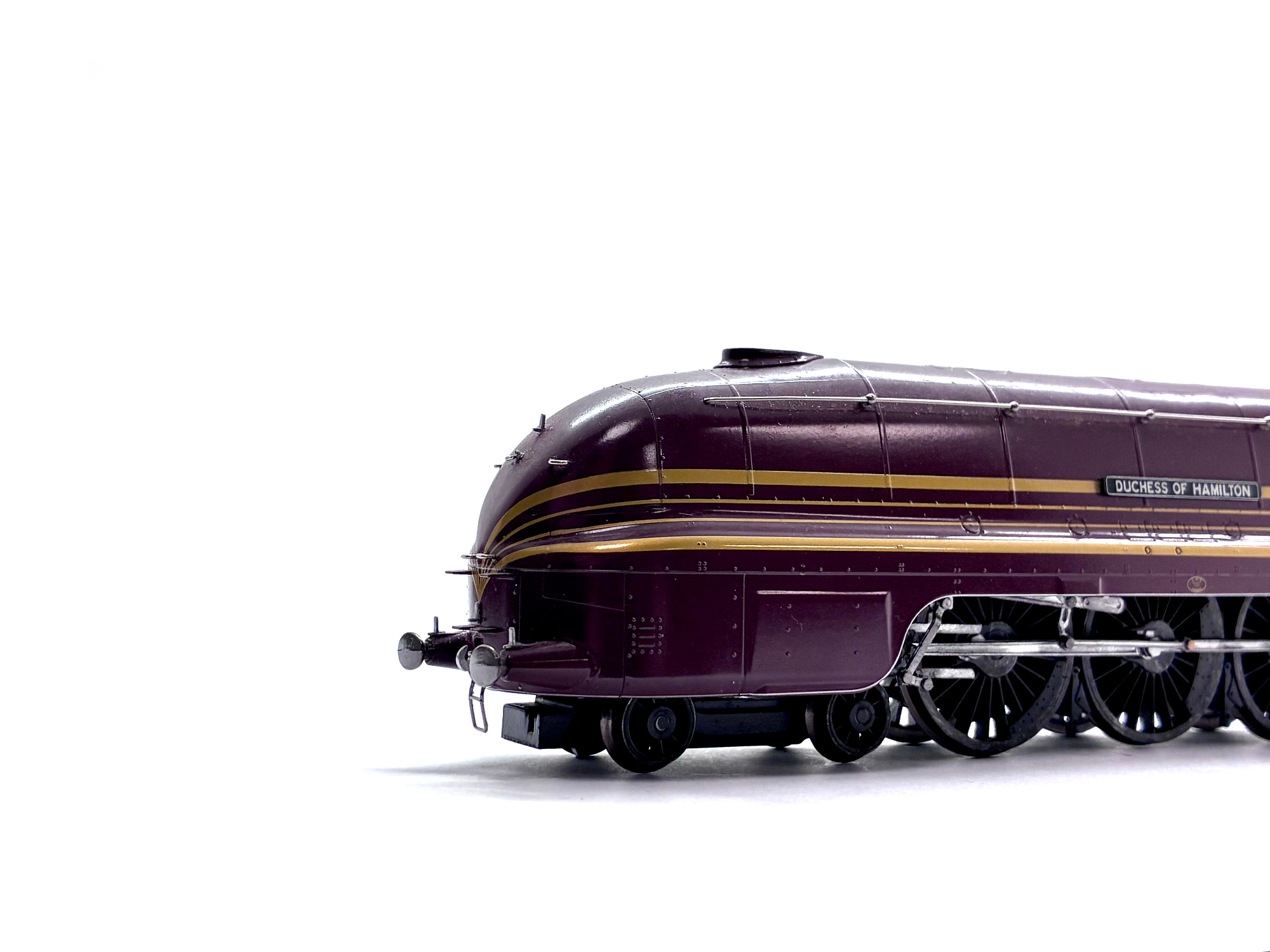 Hornby R3101 Coronation Class 4-6-2 steam locomotive No. 6229 Duchess of Hamilton in LMS maroon with gold stripes, DCC sound-fitted, pre-owned and boxed, OO Gauge.