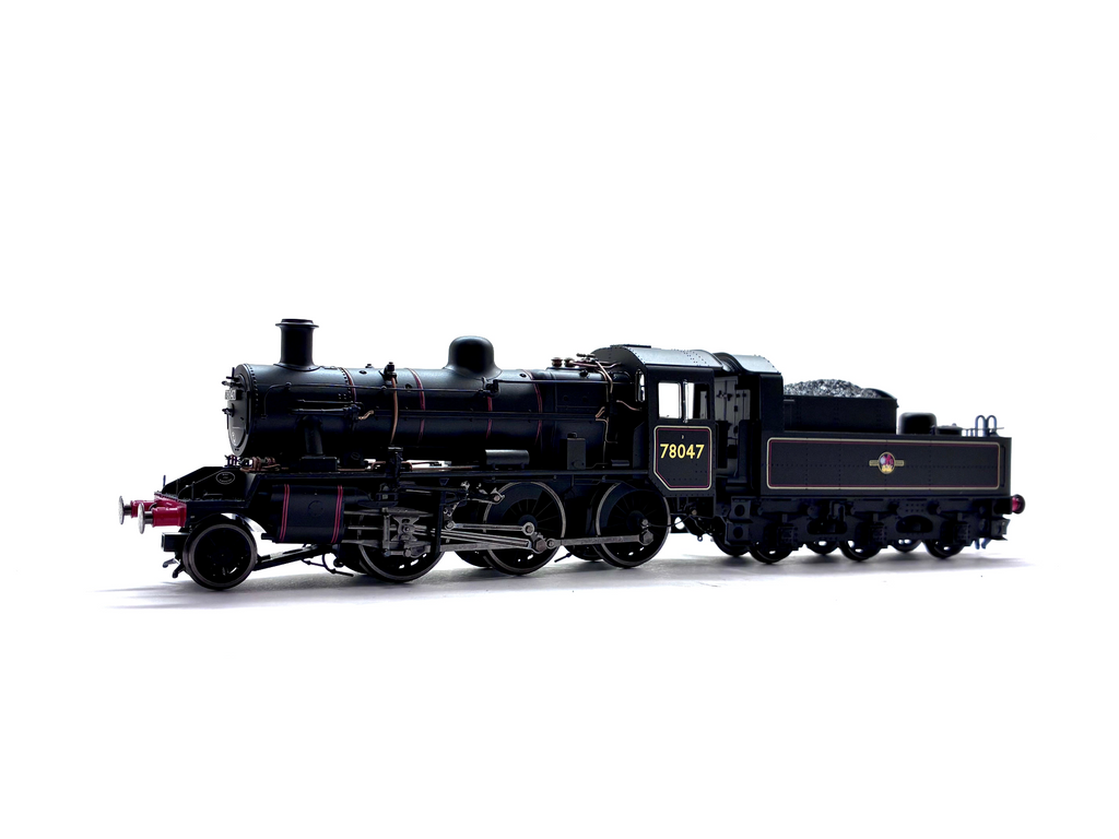 Hornby R3836 Standard Class 2MT 2-6-0 steam locomotive No. 78047 in BR black livery with late crest, new and boxed, OO Gauge.