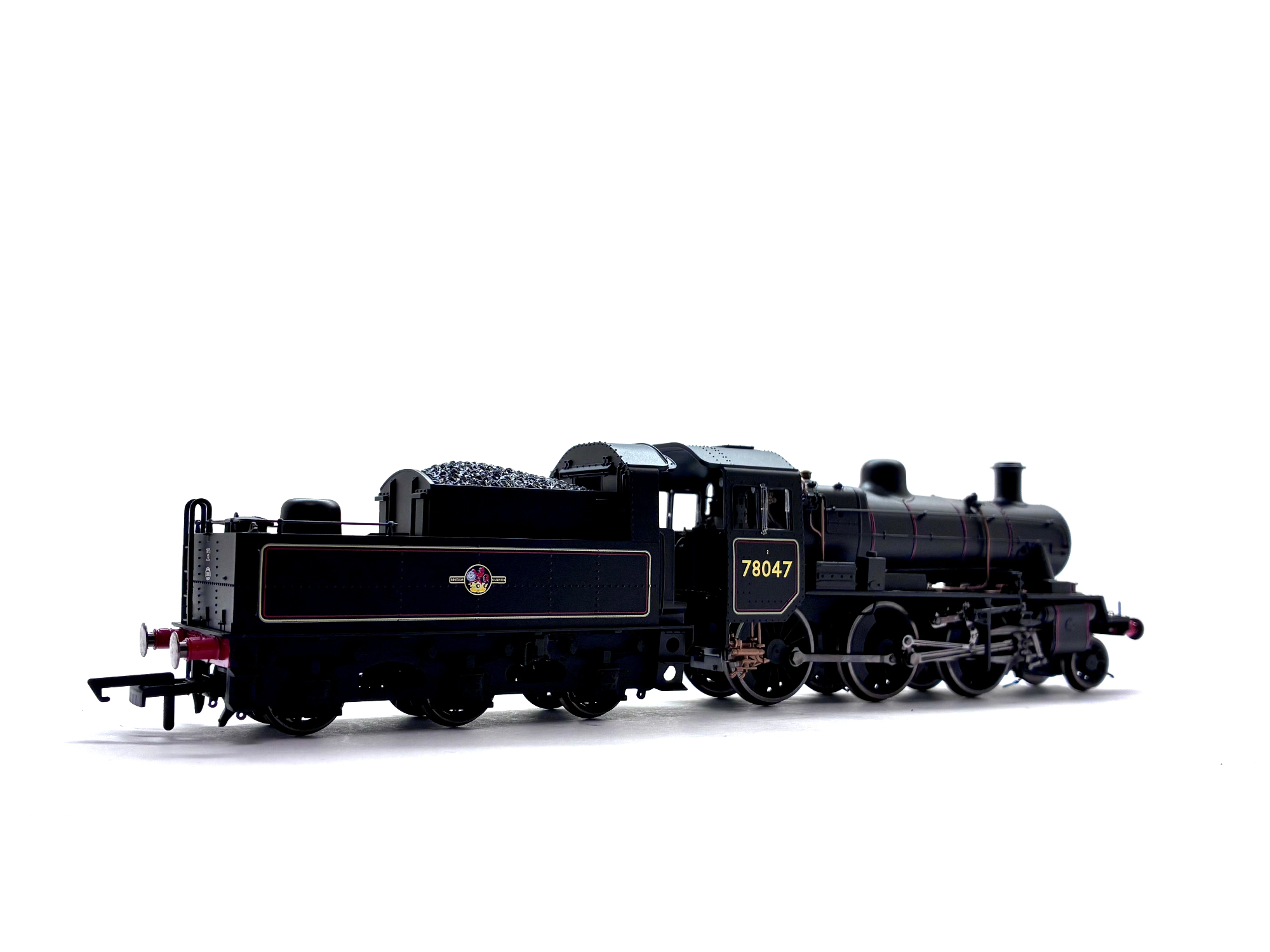 Hornby R3836 Standard Class 2MT 2-6-0 steam locomotive No. 78047 in BR black livery with late crest, new and boxed, OO Gauge.