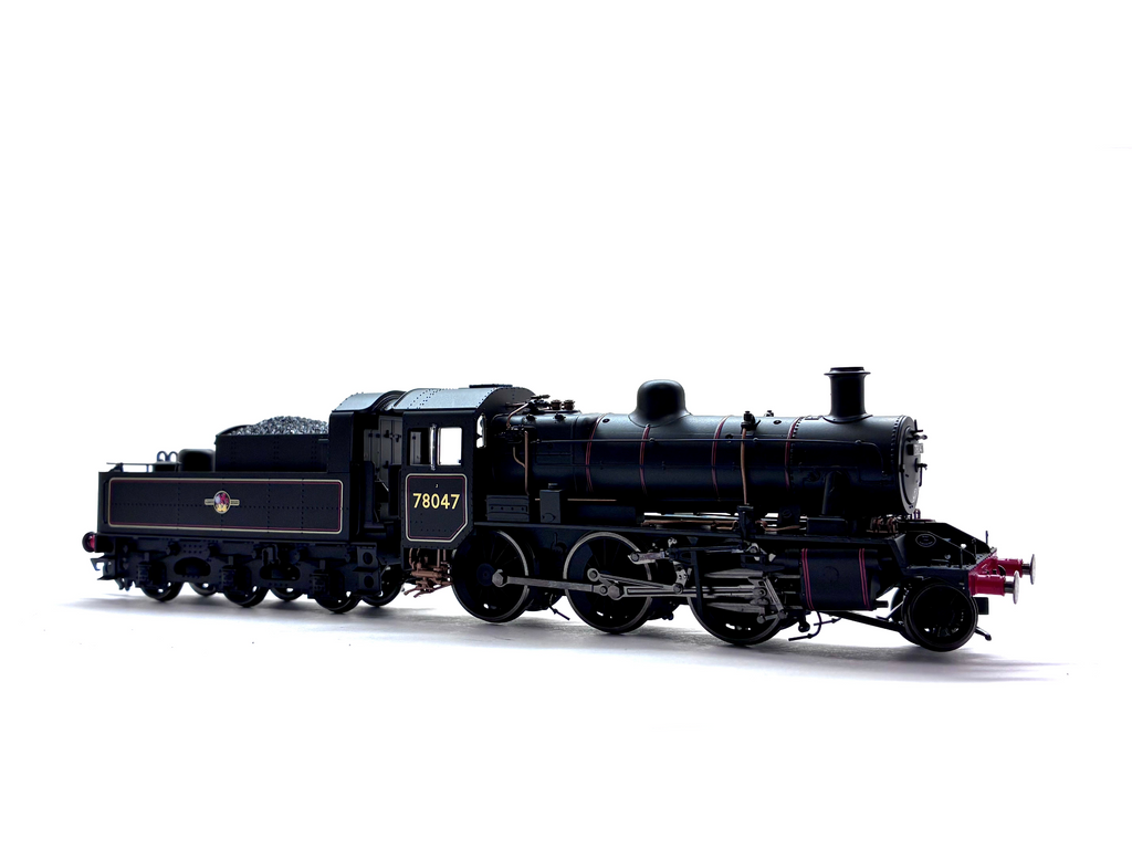 Hornby R3836 Standard Class 2MT 2-6-0 steam locomotive No. 78047 in BR black livery with late crest, new and boxed, OO Gauge.
