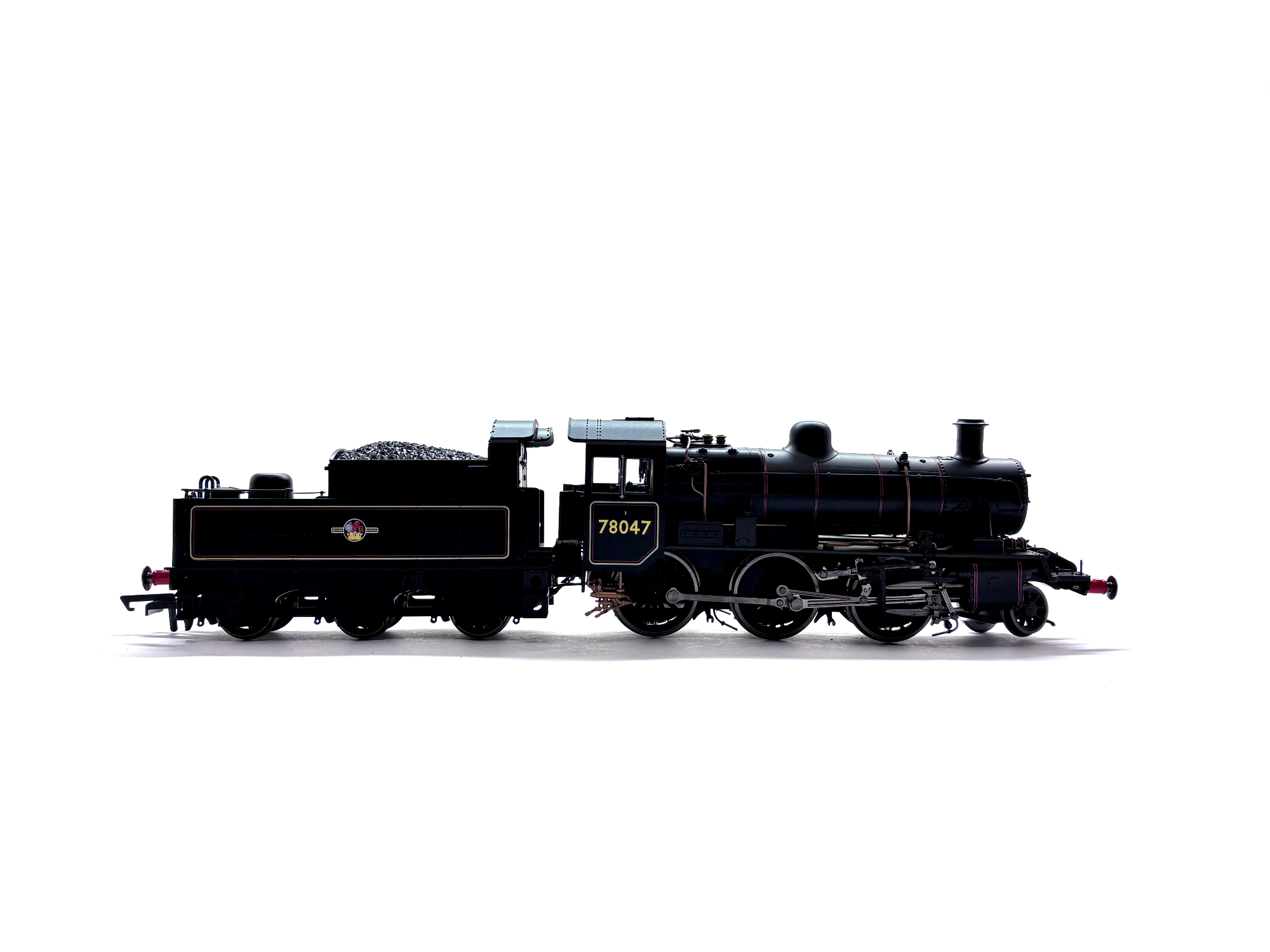 Hornby R3836 Standard Class 2MT 2-6-0 steam locomotive No. 78047 in BR black livery with late crest, new and boxed, OO Gauge.