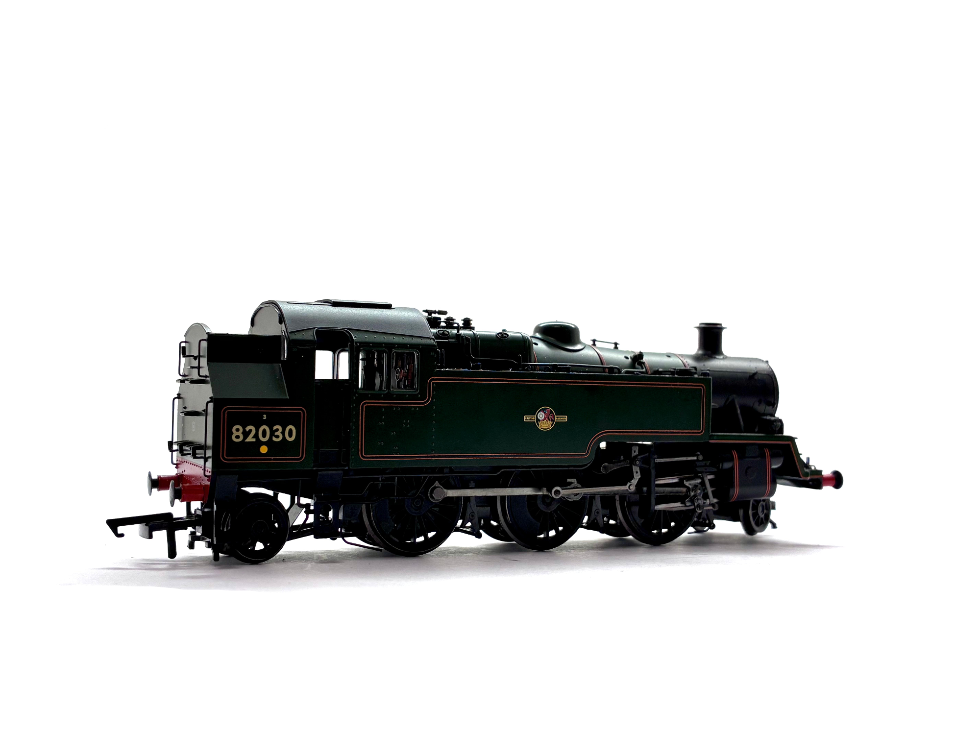 Bachmann Branchline 31-976A Standard Class 3MT Tank steam locomotive No. 82030 in BR lined green with late crest, DCC-fitted, pre-owned and boxed, OO Gauge.
