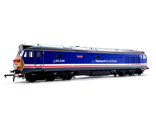Class 50 diesel locomotive 50029 Renown in revised Network SouthEast dark blue livery with West of England branding, DCC sound-fitted, new, OO Gauge.