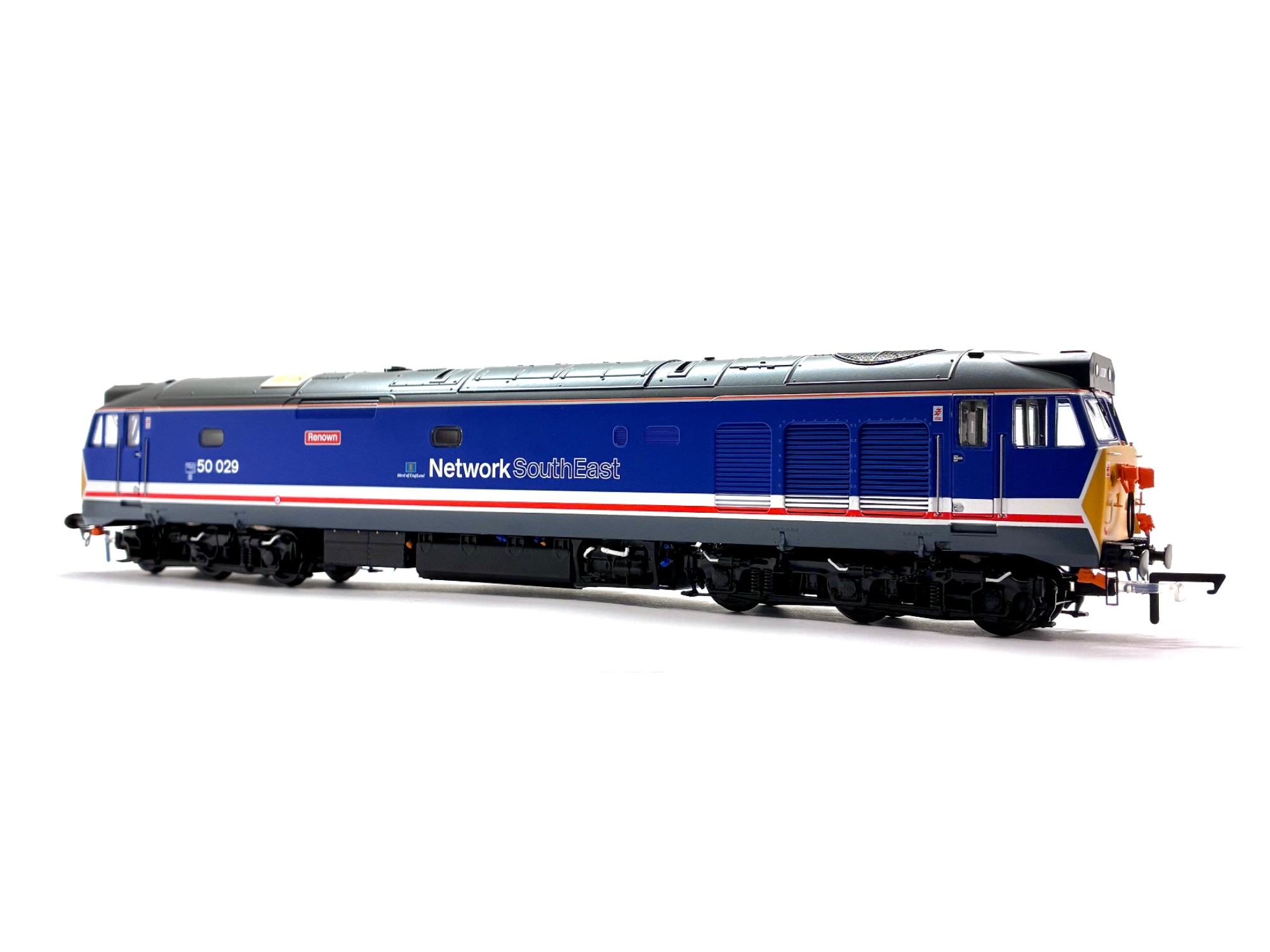 Class 50 diesel locomotive 50029 Renown in revised Network SouthEast dark blue livery with West of England branding, DCC sound-fitted, new, OO Gauge.