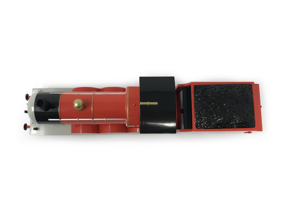 James the red engine locomotive with a black textured coal bunker, shown from a top-down view on a white background.