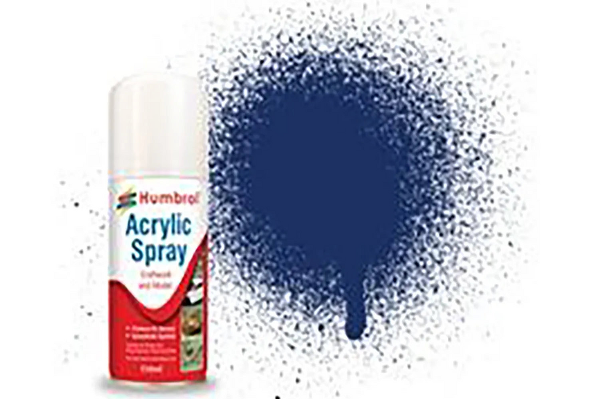Humbrol AD6015 Midnight Blue Gloss Acrylic Spray Paint 150ml aerosol can.