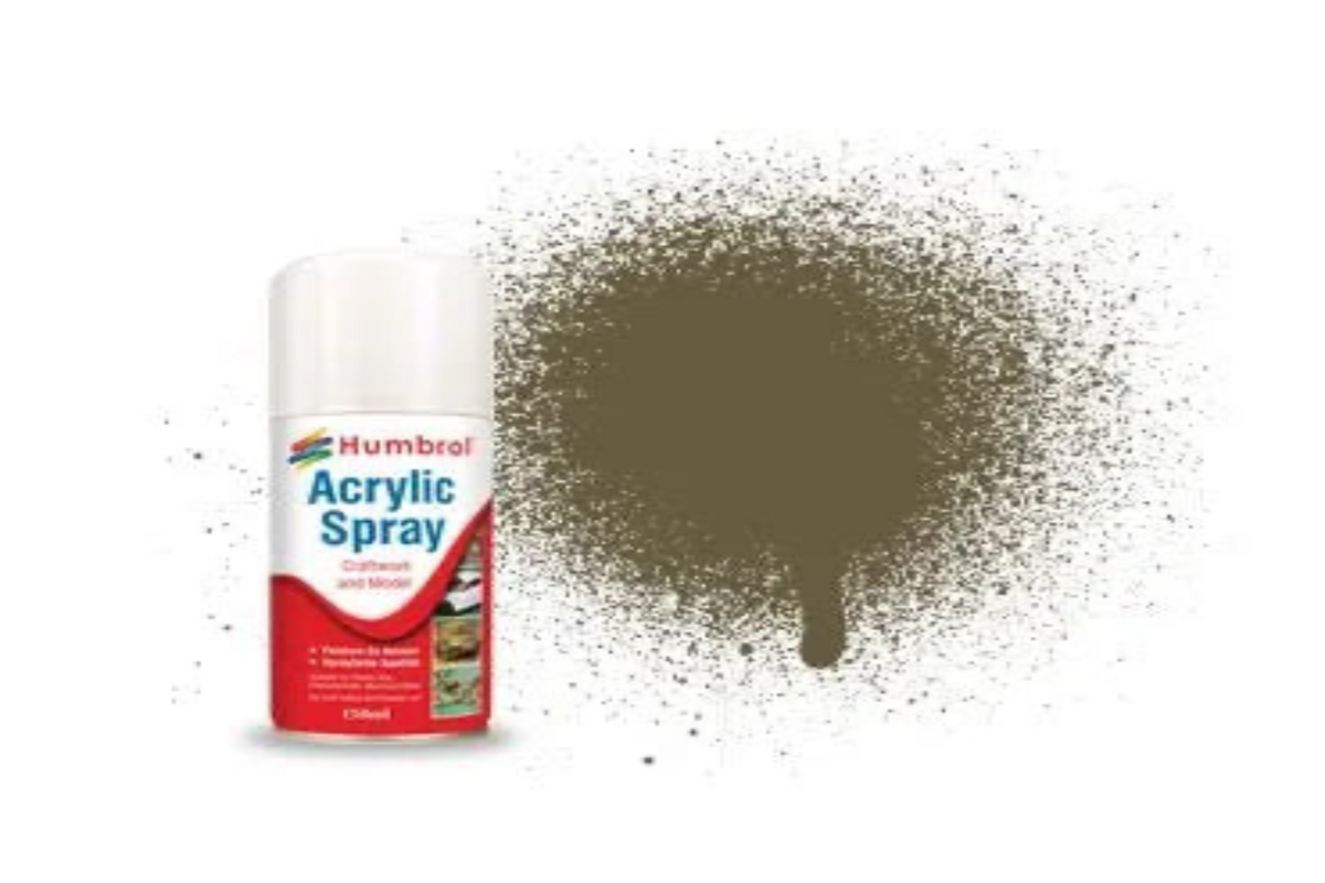 Humbrol AD6086 Olive Green Matt Acrylic Spray Paint 150ml aerosol can.
