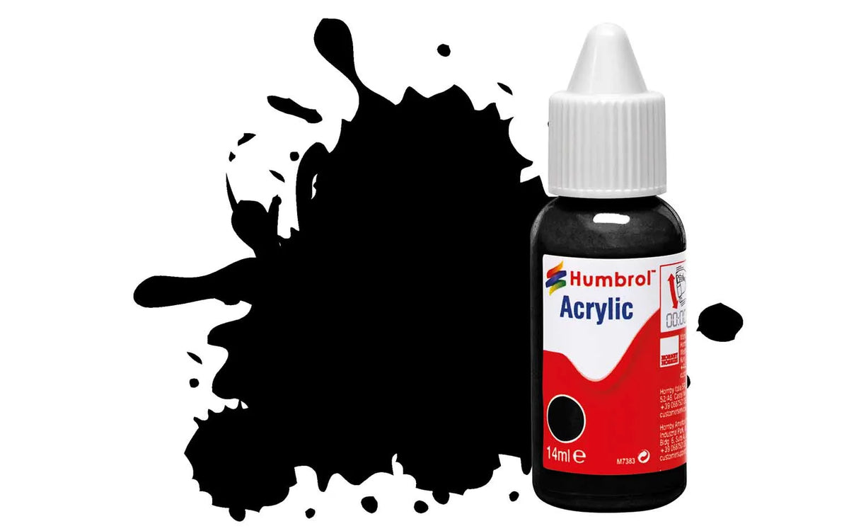 Humbrol DB0021 21 Black Gloss Acrylic Paint 14ml pot.