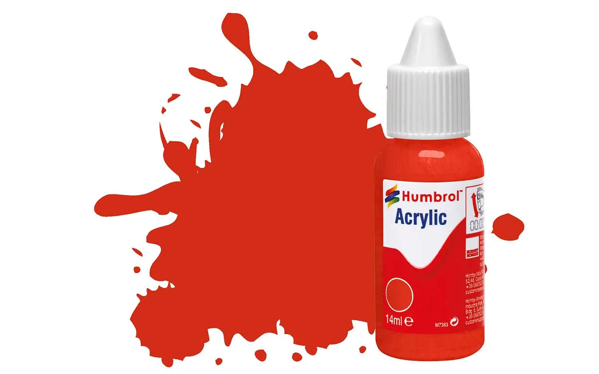 Humbrol DB0174 174 Signal Red Satin Acrylic Paint 14ml pot.